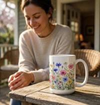 Floral Cups -  Large and Small Ceramic Mugs