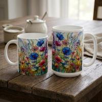 Floral Cup Set - Wildflowers - Large and Small Cups Set