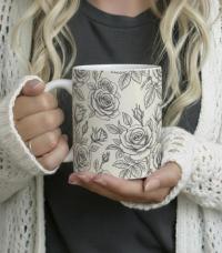 Roses - Floral Cups -  Large and Small Ceramic Mugs
