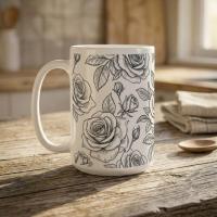 Roses - Floral Cups -  Large and Small Ceramic Mugs