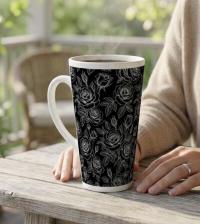 Roses, Latte 17oz Ceramic Mug - Coffee or Tea Cup, Extra Tall