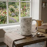 Roses, Floral Mugs, Large and Small Cup Set