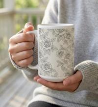 Roses, Floral Mugs, Large and Small Cup Set