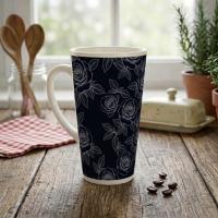 Roses - Large Latte Mug - Coffee or Tea Cup, 17oz Ceramic, Extra Tall