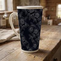 Roses - Large Latte Mug - Coffee or Tea Cup, 17oz Ceramic, Extra Tall