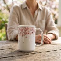 Floral Cups Set - Cherry Blossom, Large and Small Mug Set