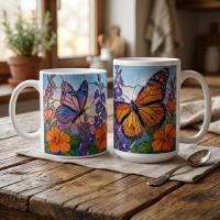 Butterfly Cups, Large and Small Mug Set