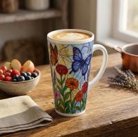 Butterfly Mug, Latte 17oz Ceramic Mug - Coffee or Tea Cup, Extra Tall