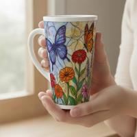 Butterfly Mug, Latte 17oz Ceramic Mug - Coffee or Tea Cup, Extra Tall