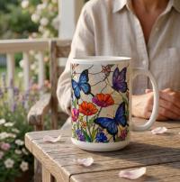 Butterfly Cups, Large and Small Mug Set