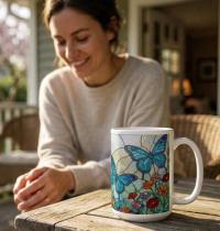Butterfly Cups, Large and Small Mug Set