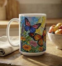 Butterfly Cups, Large and Small Mug Set