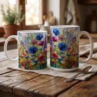 Floral Cup Set - Wildflowers - Large and Small Cups Set