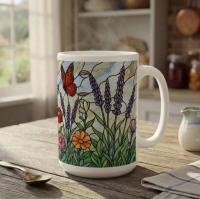 Butterfly Cups Set -  Large and Small Ceramic Mugs