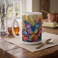 Butterfly Cups Set -  Large and Small Ceramic Mugs