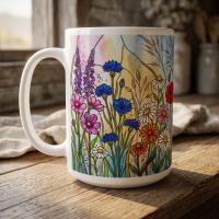 Floral Cups -  Large and Small Ceramic Mugs
