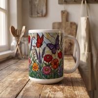 Butterfly Cups Set -  Large and Small Ceramic Mugs