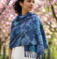 Hand Dyed Tie Dye Pashmina, Blanket Shawl, Wide Scarf, Head Wrap - Rayon Shawl