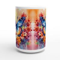 Set of Big Mugs, Butterfly Cup Set, Large 15 oz Matching Cups