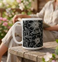 Set of Big Mugs, Floral Cup Set, Large 15 oz Matching Cups