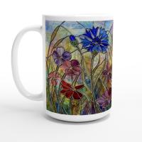 Set of Big Mugs, Floral Cup Set, Large 15 oz Matching Cups