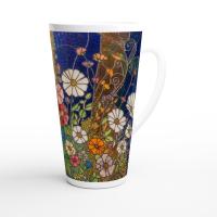 Set of 3 Cups, Floral, Large 17oz Latte Ceramic Mugs - Extra Tall Cup Set