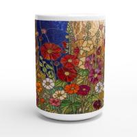 Set of Big Mugs, Floral Cup Set, Large 15 oz Matching Cups