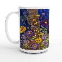 Set of Big Mugs, Floral Cup Set, Large 15 oz Matching Cups