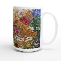 Set of Big Mugs, Floral Cup Set, Large 15 oz Matching Cups