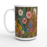 Set of Big Mugs, Floral Cup Set, Large 15 oz Matching Cups