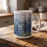 Forest Cups Set -  Large and Small Ceramic Mugs