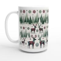 Christmas Mug, Reindeer, Large and Small Mug Set