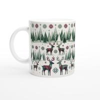 Christmas Mug, Reindeer, Large and Small Mug Set