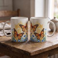 Butterfly Cups Set -  Large and Small Ceramic Mugs