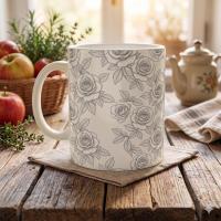 Roses, Floral Mugs, Large and Small Cup Set