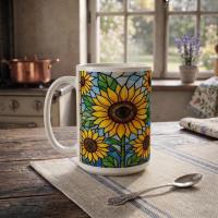 Sunflower Cups Set - Large and Small Mugs