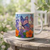 Butterfly Cups Set -  Large and Small Ceramic Mugs
