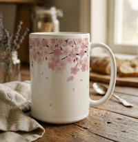 Floral Cups Set - Cherry Blossom, Large and Small Mug Set
