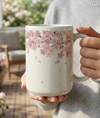 Floral Cups Set - Cherry Blossom, Large and Small Mug Set
