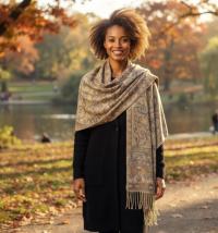 Soft Pashmina Shawl & Scarf for Women, Jacquard Brocade, Shawl, Sarong or Head Wraps