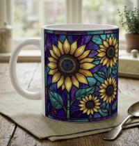 Sunflower Cups Set -  Large and Small Ceramic Mugs