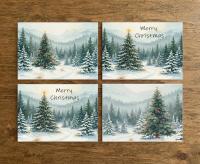 Holiday Greeting Cards, 3 Pack, Christmas Trees, Bulk Set of Gift Cards