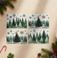 Holiday Greeting Cards, 3 Pack, Christmas Trees, Bulk Set of Gift Cards