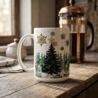 Christmas Mugs Set, Holiday Cup Set - Large and Small Cups
