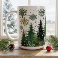 Christmas Mugs Set, Holiday Cup Set - Large and Small Cups
