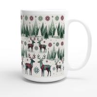 Christmas Mug, Reindeer, Large and Small Mug Set