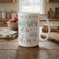 Christmas Mug, Reindeer, Large and Small Mug Set