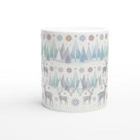 Christmas Mug, Reindeer, Large and Small Mug Set