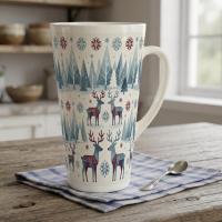 Christmas Mugs, Latte 17oz Ceramic Mug - Coffee or Tea Cup, Extra Tall