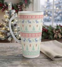 Christmas Mugs, Latte 17oz Ceramic Mug - Coffee or Tea Cup, Extra Tall